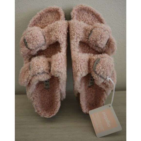 Papillio Birkenstock WMN 42 US 11 Pink Arizona Big Buckle Shearling Sandal - Picture 2 of 13